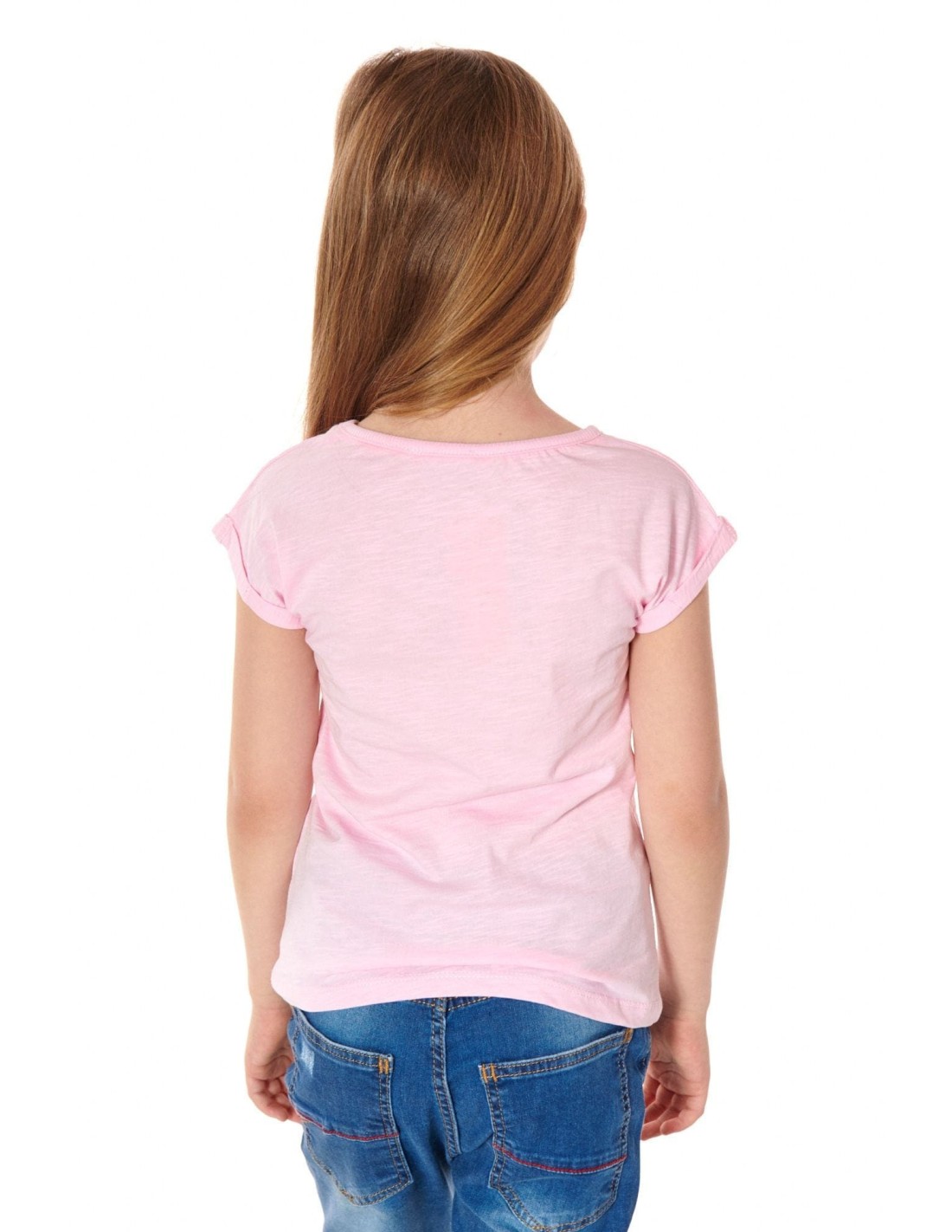 Girls\' T-shirt with inscriptions, light pink NDZ8194 - Online store - Boutique